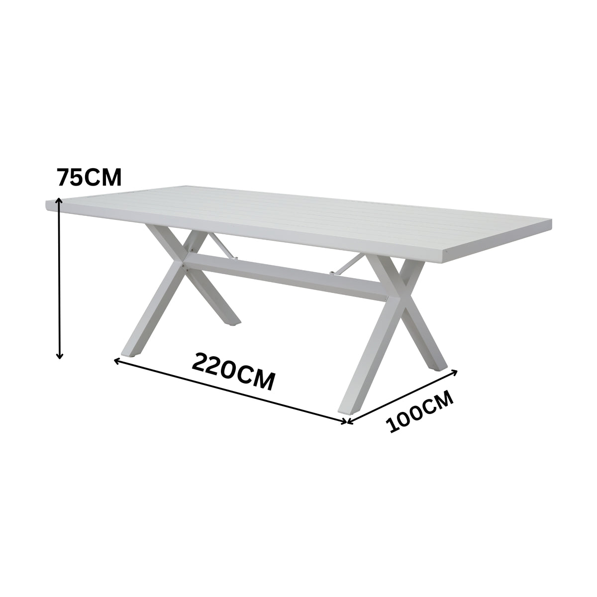 Outie 220cm Aluminium Outdoor Dining Table White