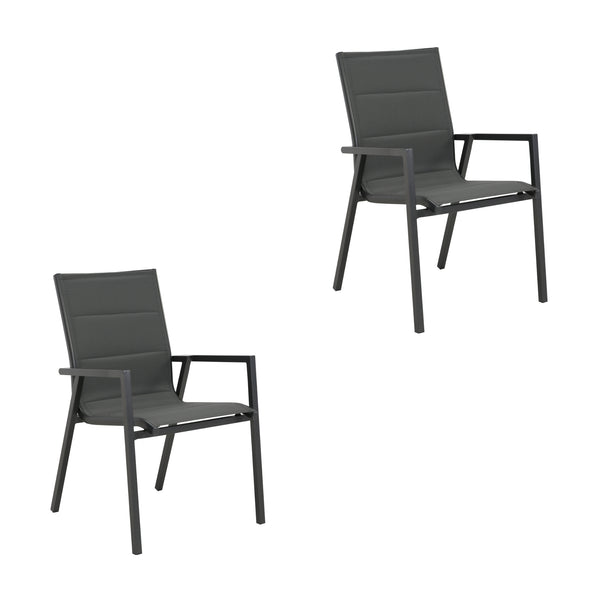 Outie 2pc Set Aluminium Outdoor Dining Chair Charcoal