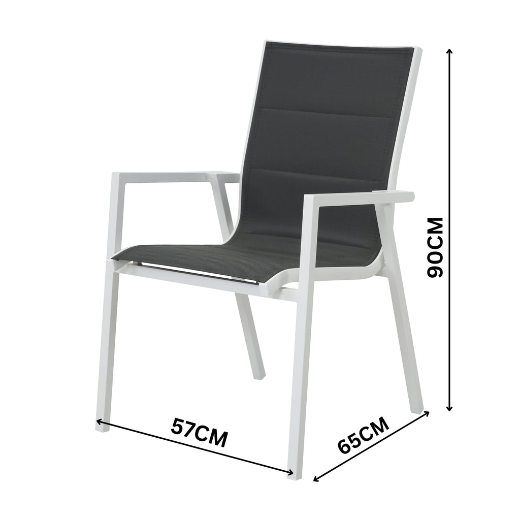 Outie 2pc Set Aluminium Outdoor Dining Chair White