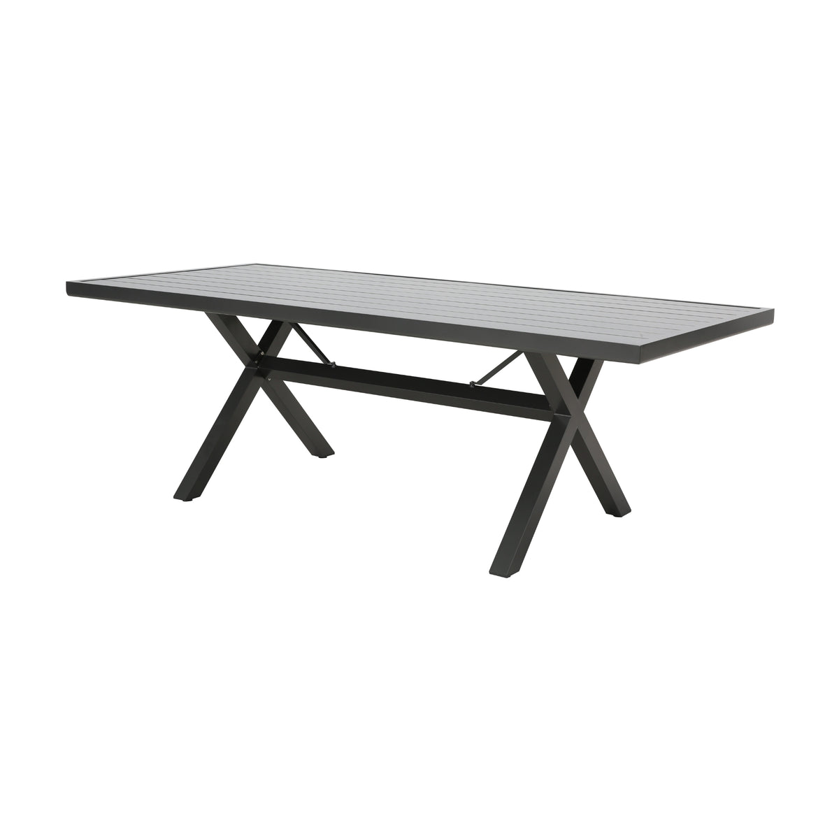 Outie 7pc Set Aluminium Outdoor Dining 220cm Table Chair Charcoal