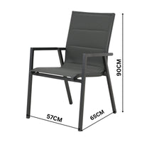 Outie 7pc Set Aluminium Outdoor Dining 220cm Table Chair Charcoal