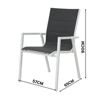 Outie 9pc Set Aluminium Outdoor Dining 220cm Table Chair White