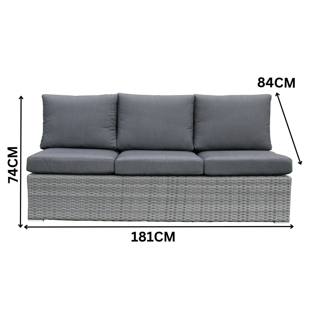 Paolo 5pc Wicker Sofa Lounge Ottoman Side Table Set Dark Grey