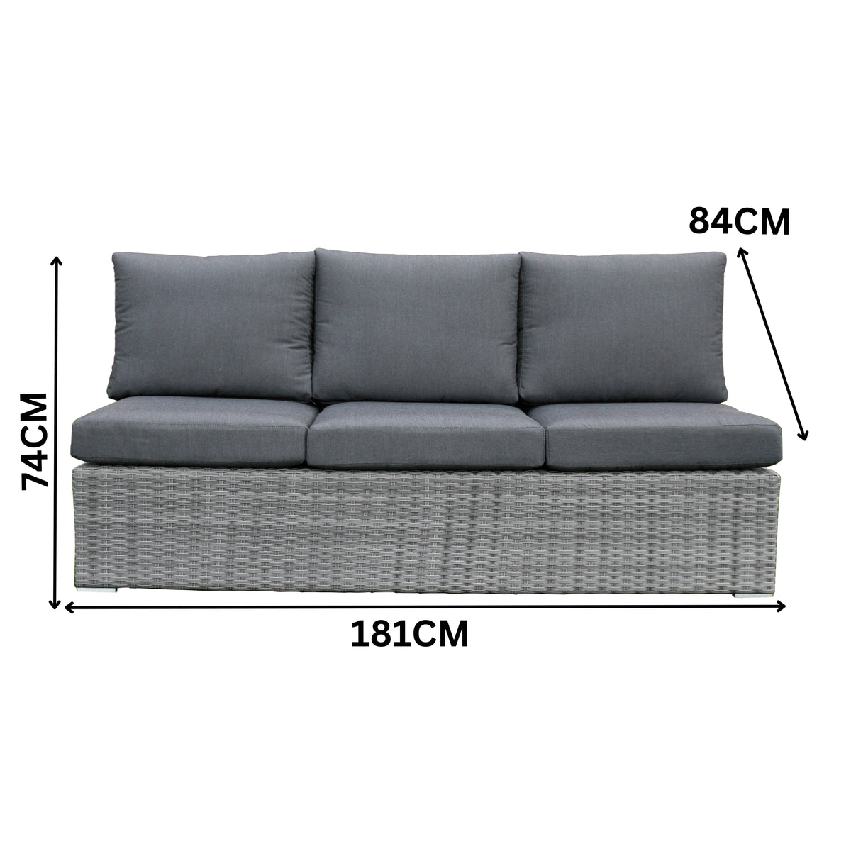 Paolo 5pc Wicker Sofa Lounge Ottoman Side Table Set Dark Grey