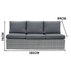 Paolo 5pc Wicker Sofa Lounge Ottoman Side Table Set Dark Grey