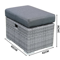 Paolo 5pc Wicker Sofa Lounge Ottoman Side Table Set Dark Grey