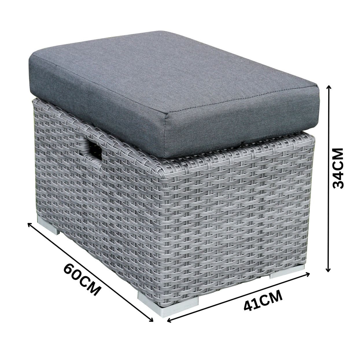 Paolo 5pc Wicker Sofa Lounge Ottoman Side Table Set Dark Grey