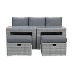 Paolo 5pc Wicker Sofa Lounge Ottoman Side Table Set Dark Grey