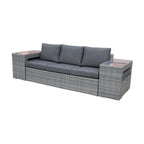 Paolo 5pc Wicker Sofa Lounge Ottoman Side Table Set Dark Grey