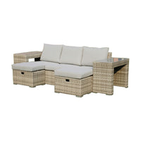 Paolo 5pc Wicker Sofa Lounge Ottoman Side Table Set Light Grey