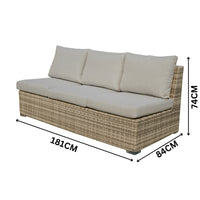 Paolo 5pc Wicker Sofa Lounge Ottoman Side Table Set Light Grey