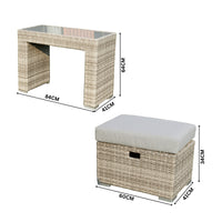 Paolo 5pc Wicker Sofa Lounge Ottoman Side Table Set Light Grey