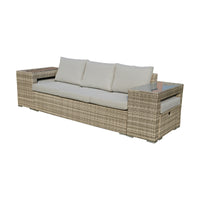 Paolo 5pc Wicker Sofa Lounge Ottoman Side Table Set Light Grey