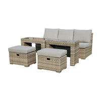 Paolo 5pc Wicker Sofa Lounge Ottoman Side Table Set Light Grey