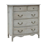 Paris Tallboy 5 Drawer Cabinet Storage Washed Grey