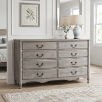 Paris Dresser 8 Drawer Cabinet Storage Washed Grey