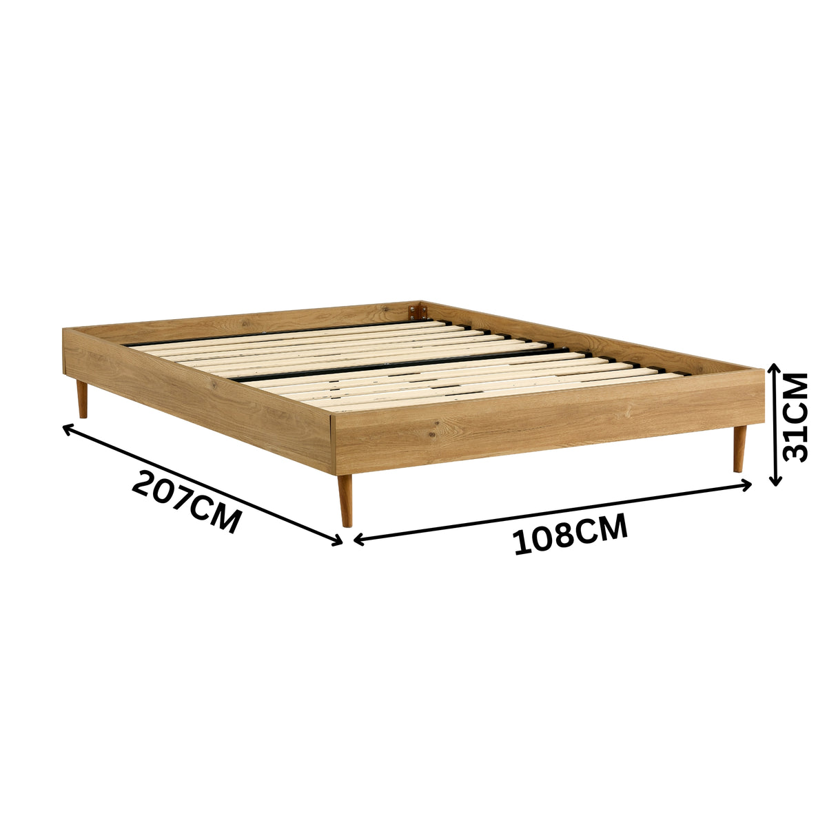 Patricia King Single Bed Frame Natural Oak