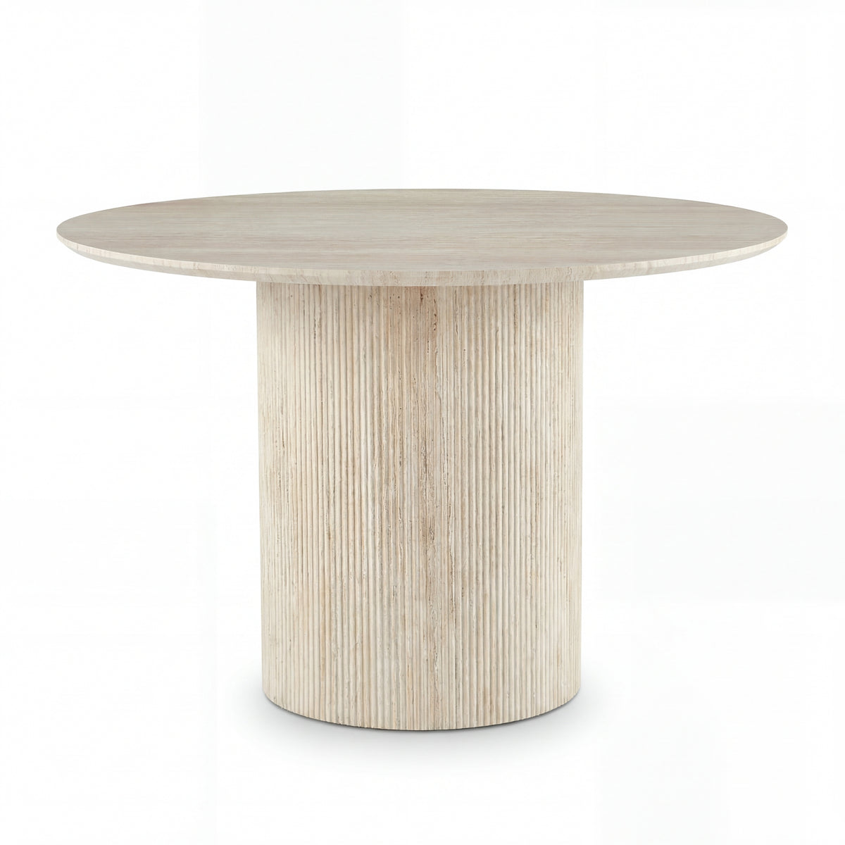 Paula 120cm Round Dining Table Travertine Beige