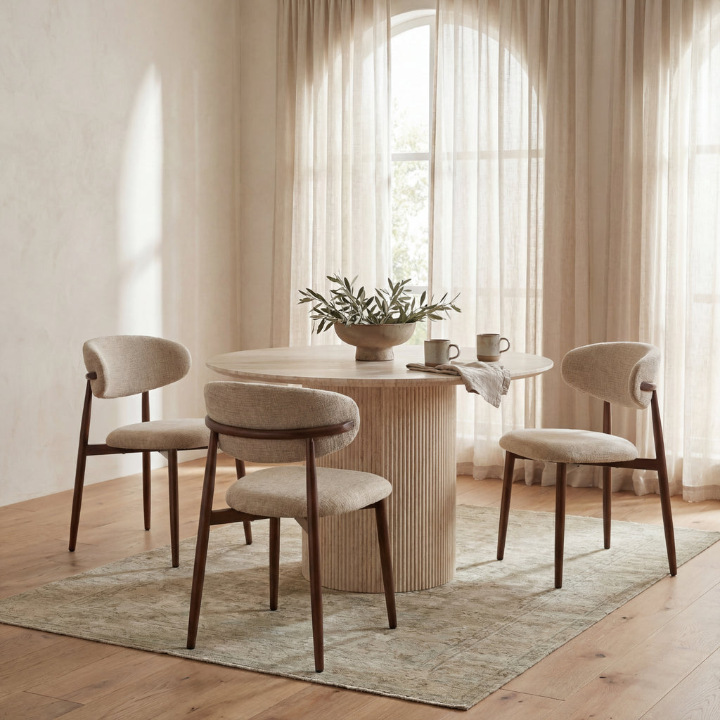 Paula 120cm Round Dining Table Travertine Beige