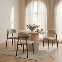 Paula 120cm Round Dining Table Travertine Beige