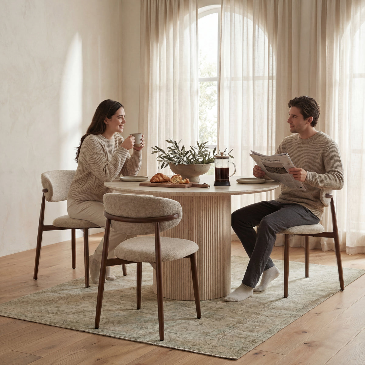 Paula 120cm Round Dining Table Travertine Beige