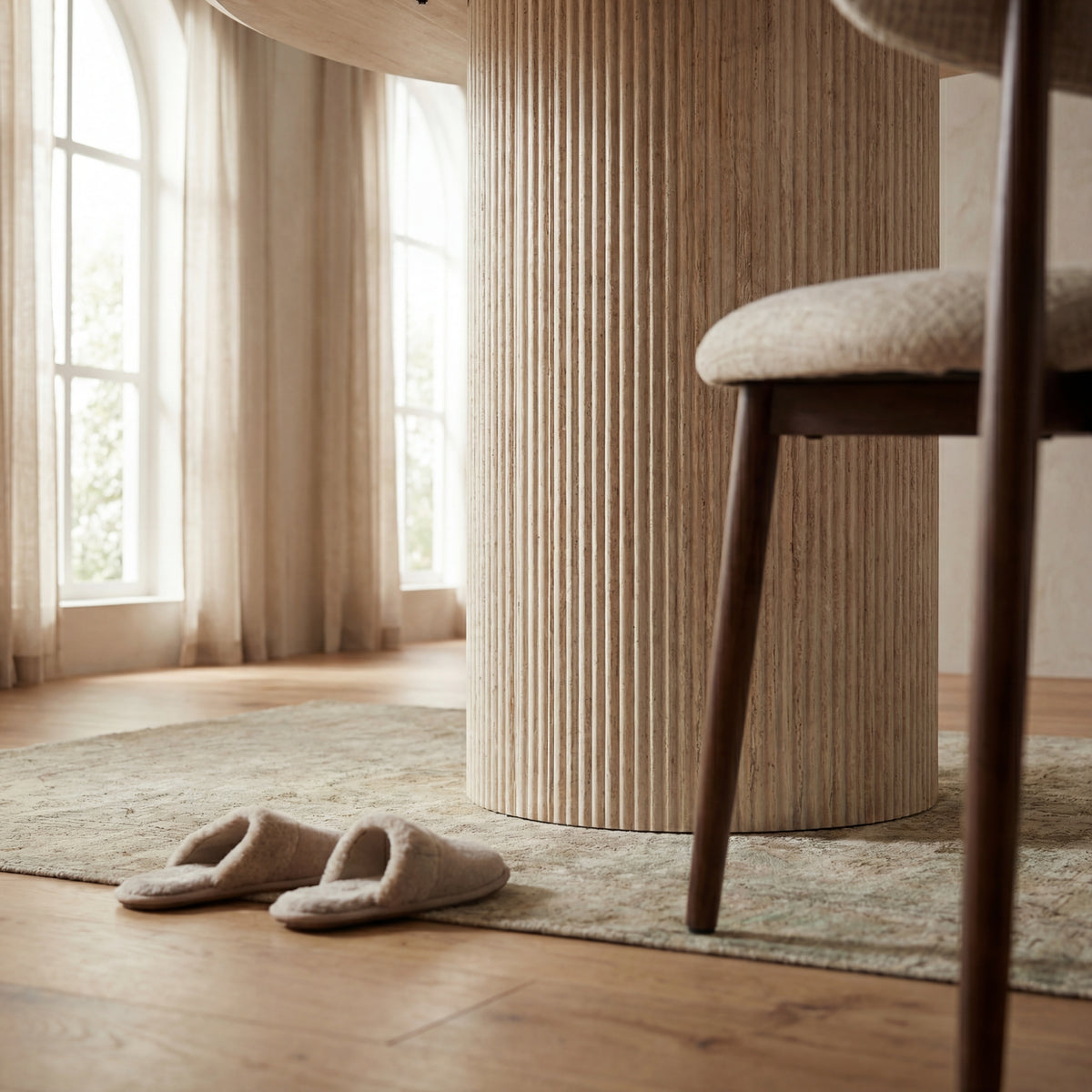 Paula 120cm Round Dining Table Travertine Beige