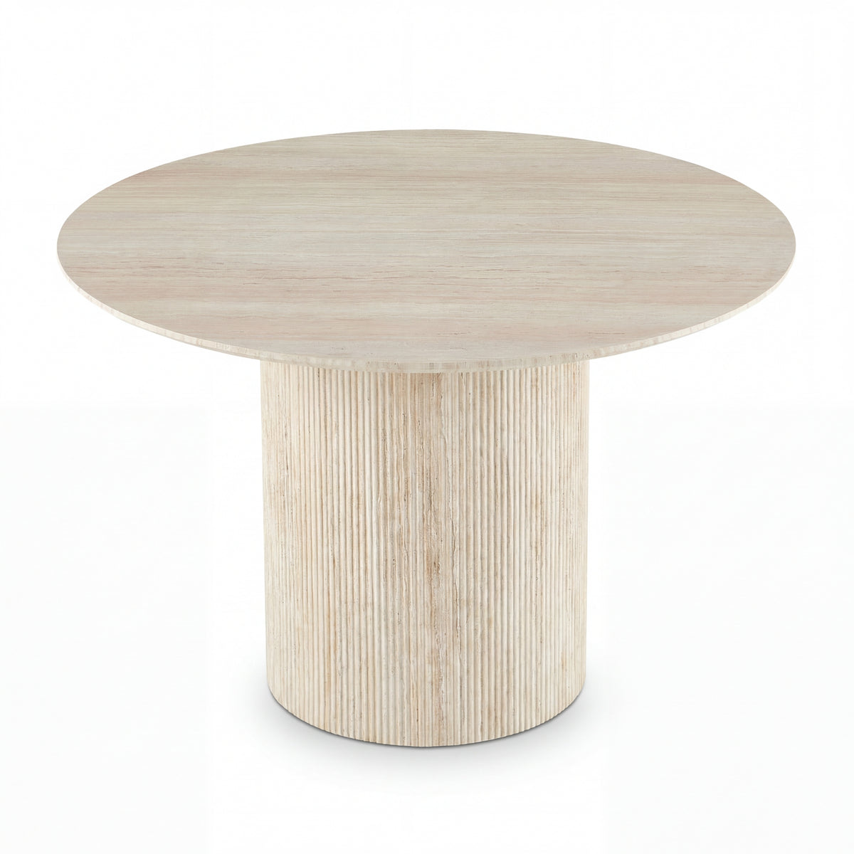 Paula 120cm Round Dining Table Travertine Beige