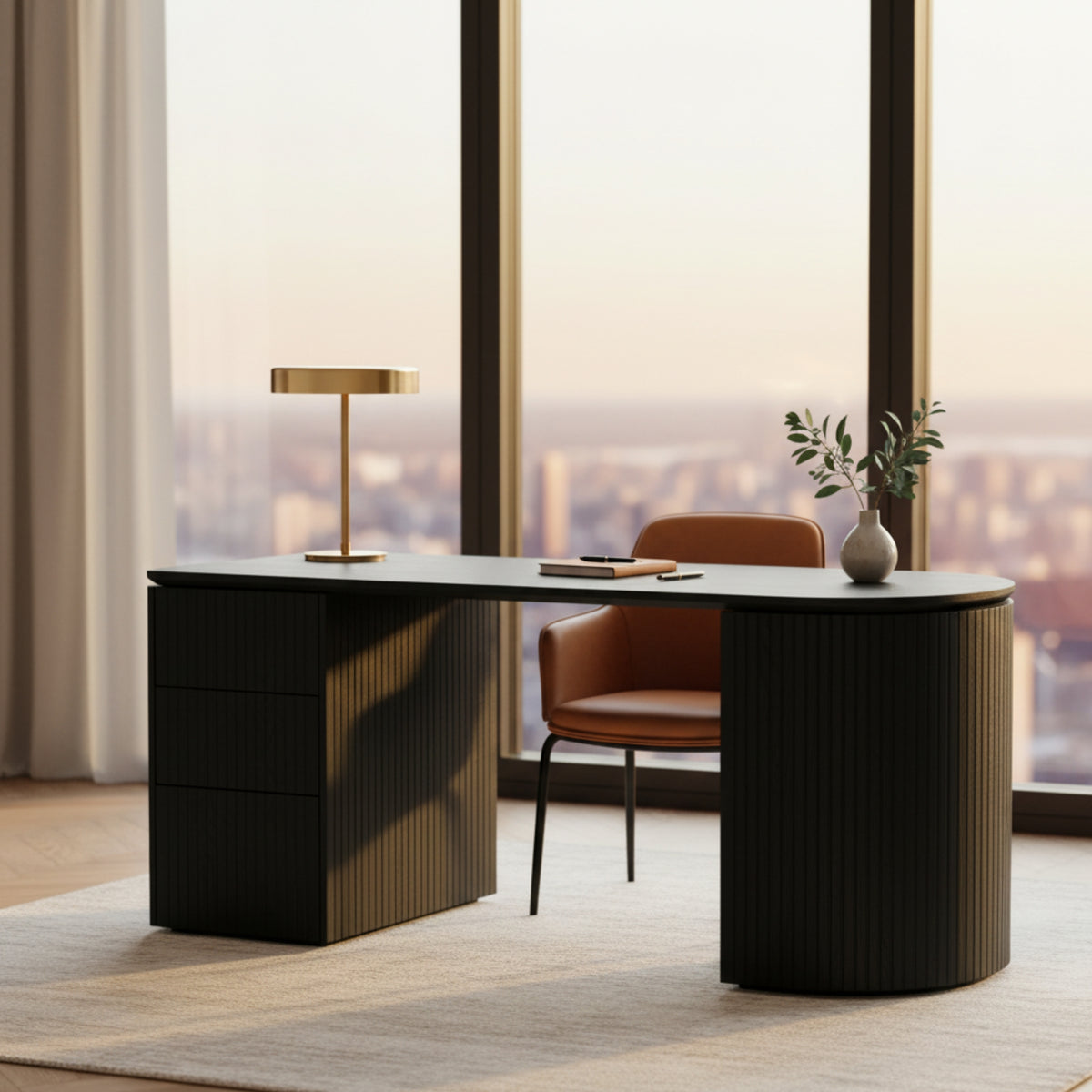 Payton Benjamin Ripple Grand Office Desk LHF Drawer Black