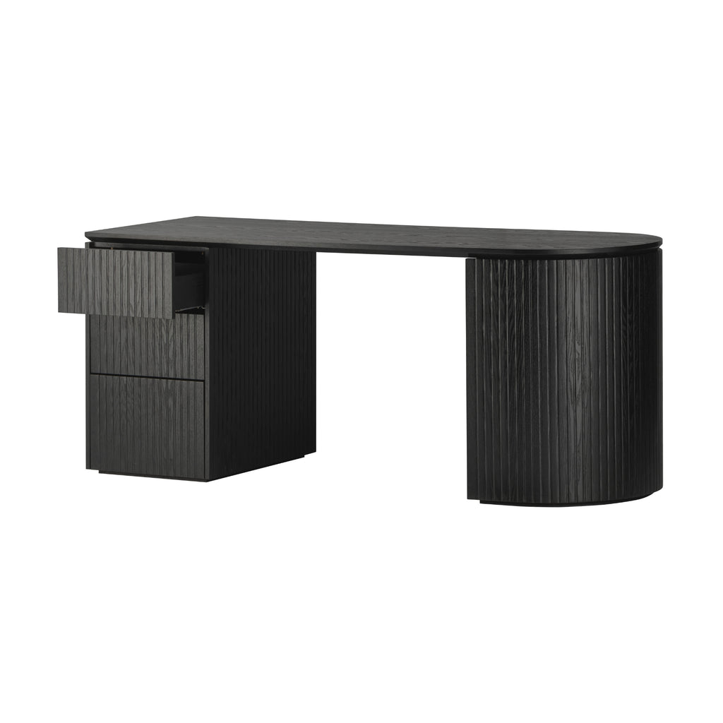 Payton Benjamin Ripple Grand 3 Drawer LHF Computer Work Desk Table Black