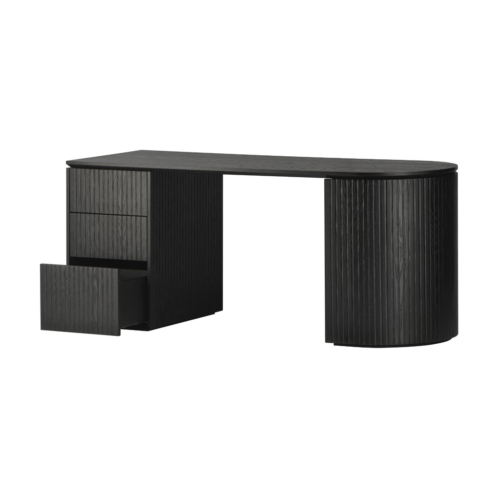 Payton Benjamin Ripple Grand 3 Drawer LHF Computer Work Desk Table Black