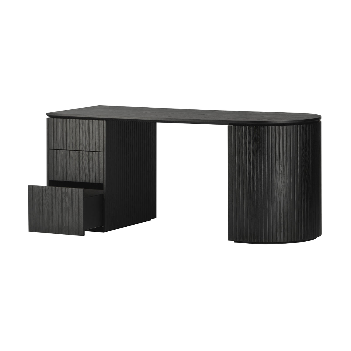 Payton Benjamin Ripple Grand 3 Drawer LHF Computer Work Desk Table Black