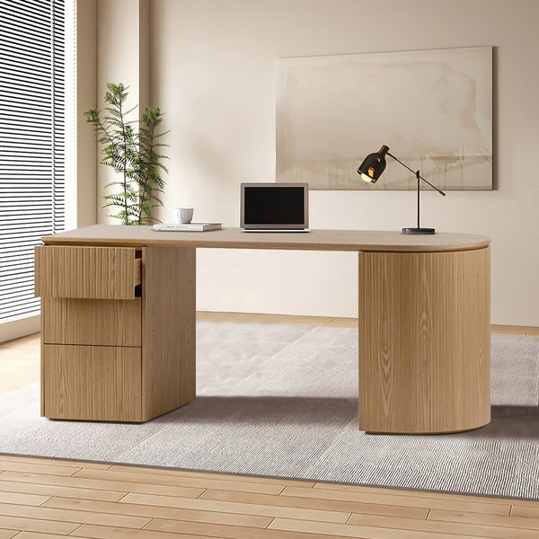 Payton Benjamin Ripple Grand 3 Drawer LHF Computer Work Desk Table Natural
