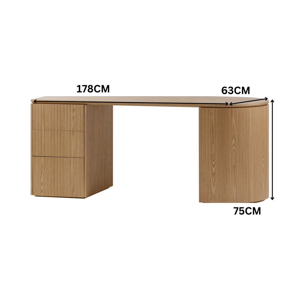 Payton Benjamin Ripple Grand 3 Drawer LHF Computer Work Desk Table Natural
