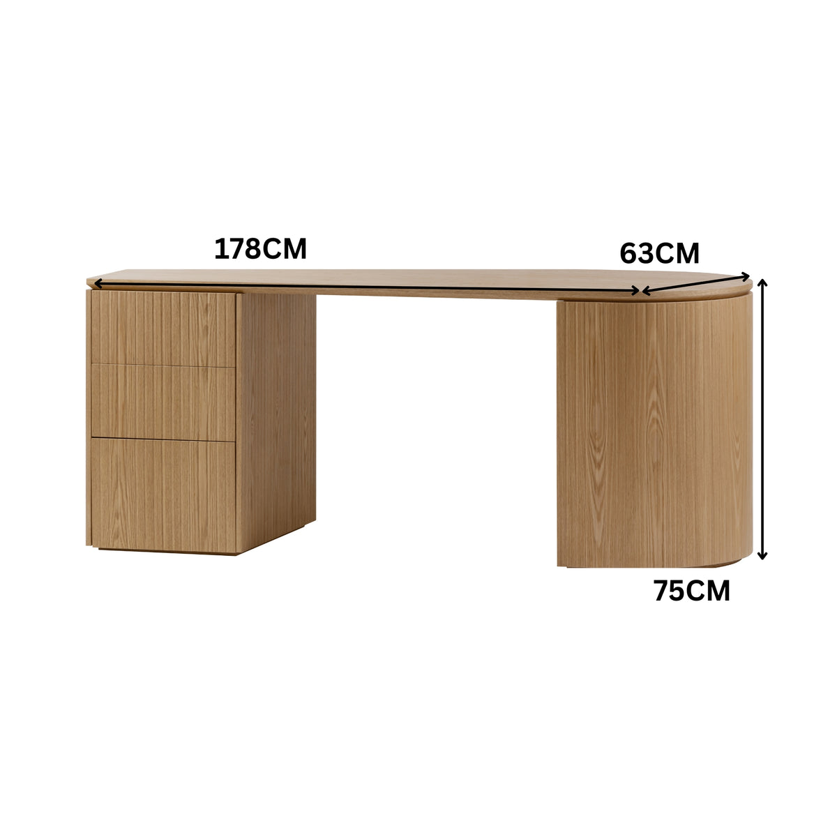 Payton Benjamin Ripple Grand 3 Drawer LHF Computer Work Desk Table Natural