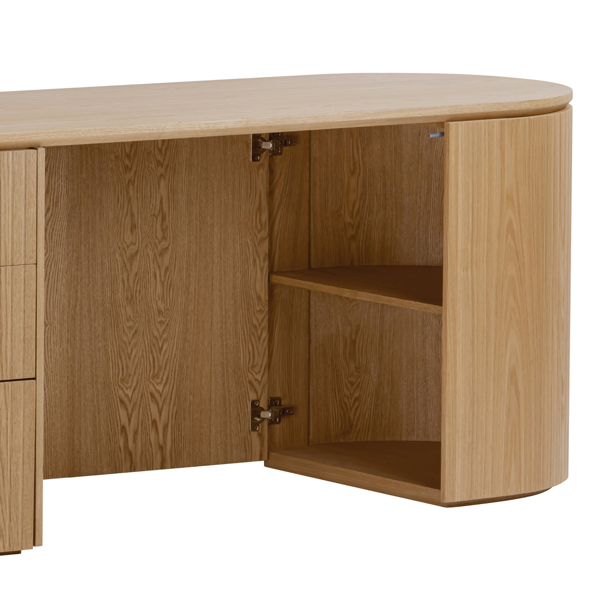 Payton Benjamin Ripple Grand 3 Drawer LHF Computer Work Desk Table Natural