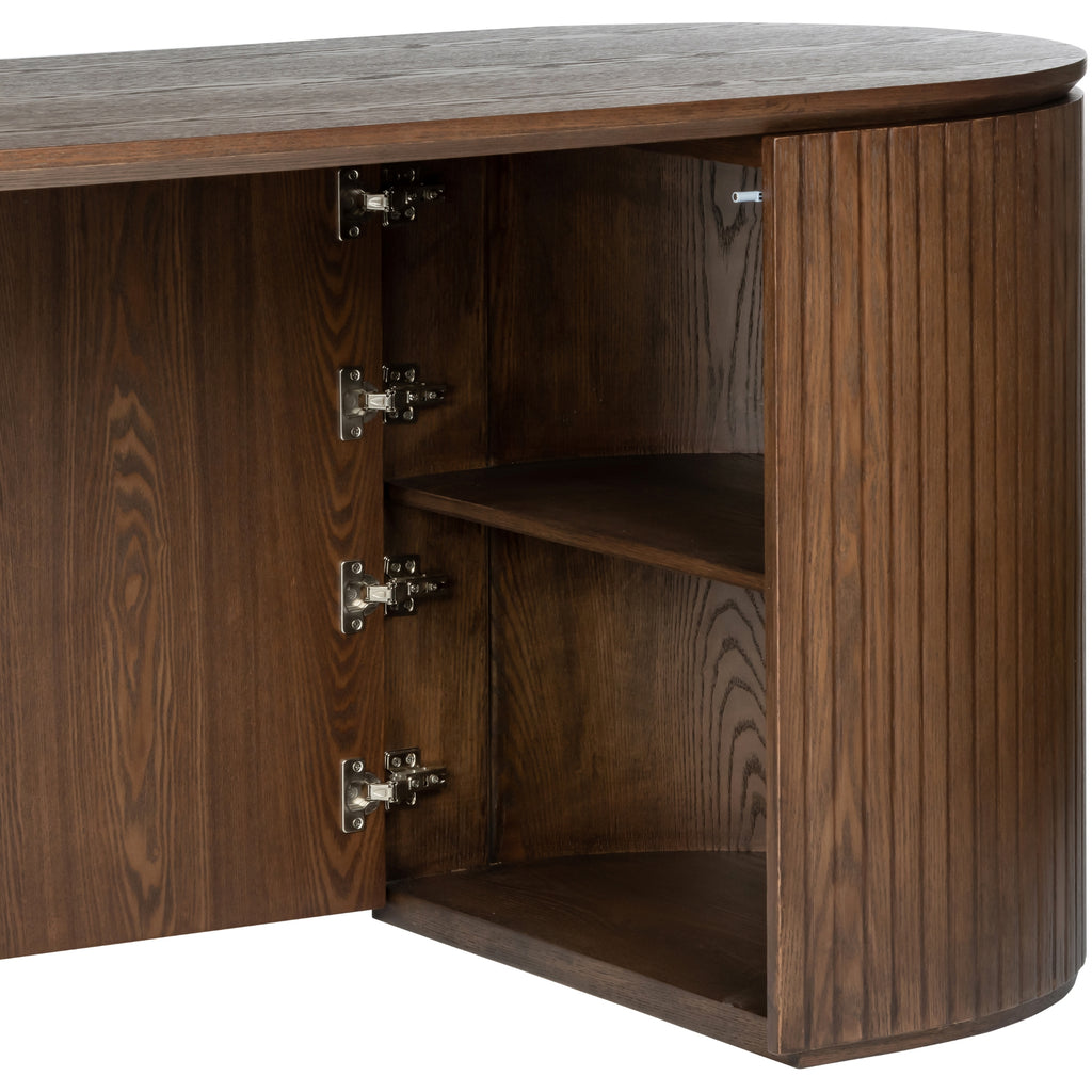 Payton Benjamin Ripple Grand 3 Drawer LHF Computer Work Desk Table Walnut