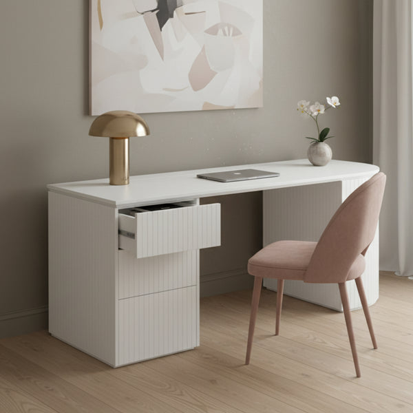 Payton Benjamin Ripple Grand 3 Drawer LHF Computer Work Desk Table White