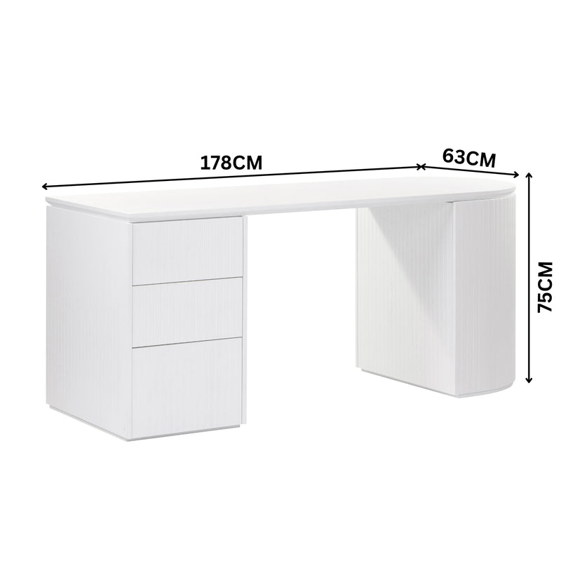 Payton Benjamin Ripple Grand Office Desk LHF Drawer White – Divano ...