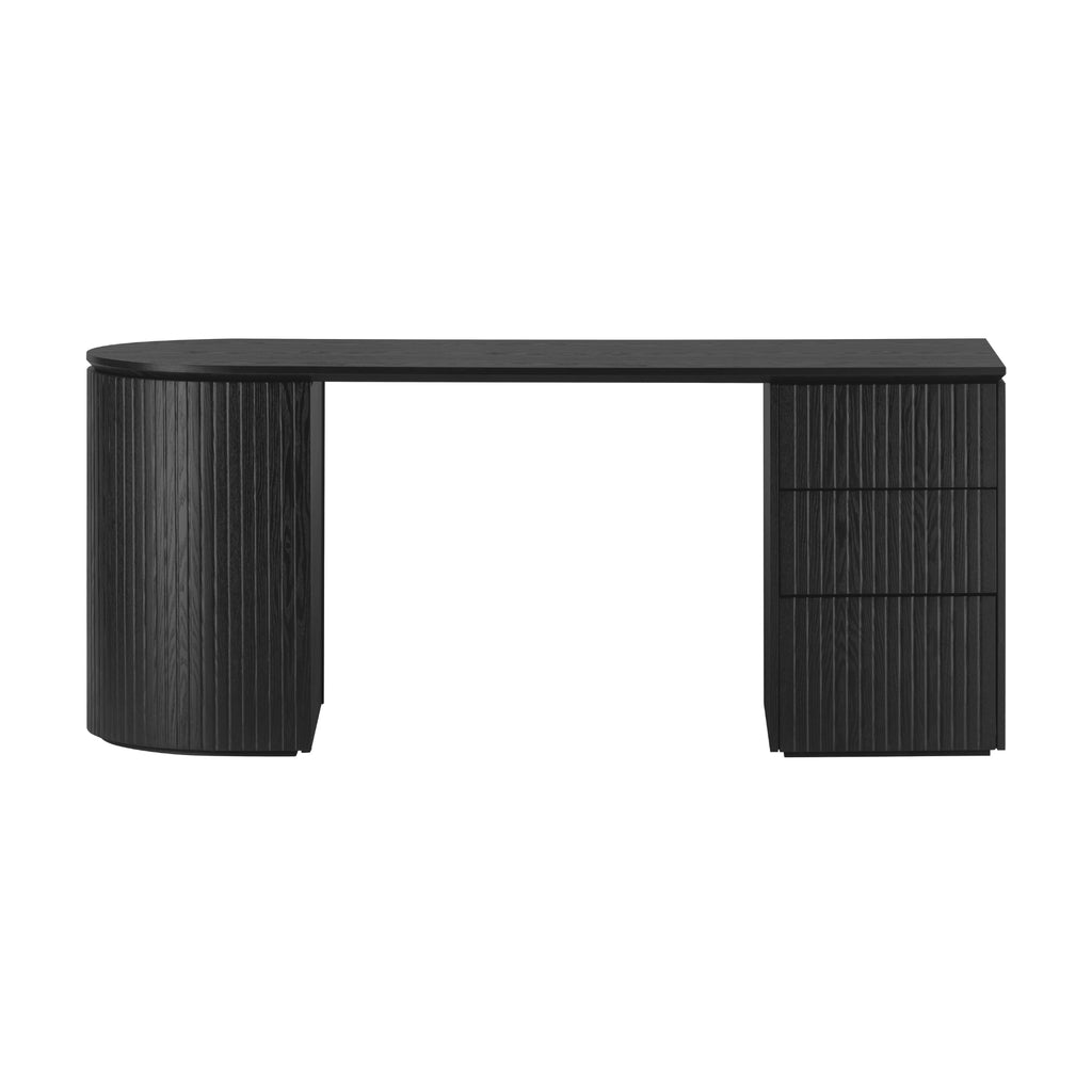 Payton Benjamin Ripple Grand 3 Drawer RHF Computer Work Desk Table Black