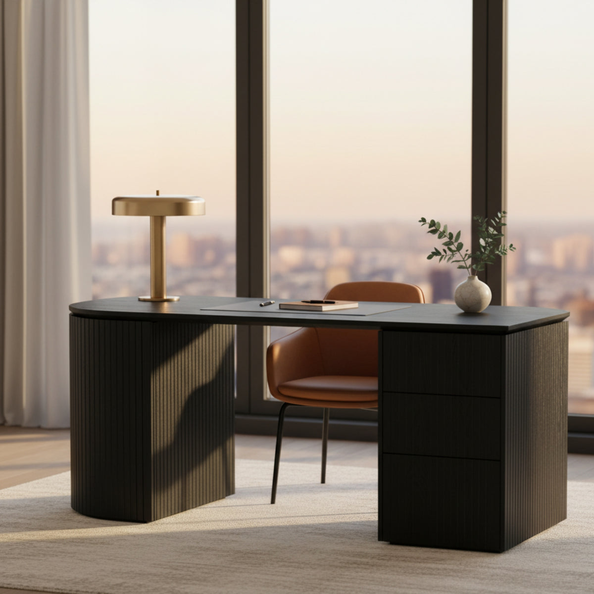 Payton Benjamin Ripple Grand Office Desk RHF Drawer Black