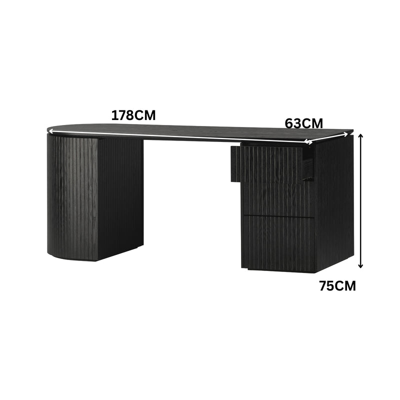 Payton Benjamin Ripple Grand Office Desk RHF Drawer Black – Divano ...
