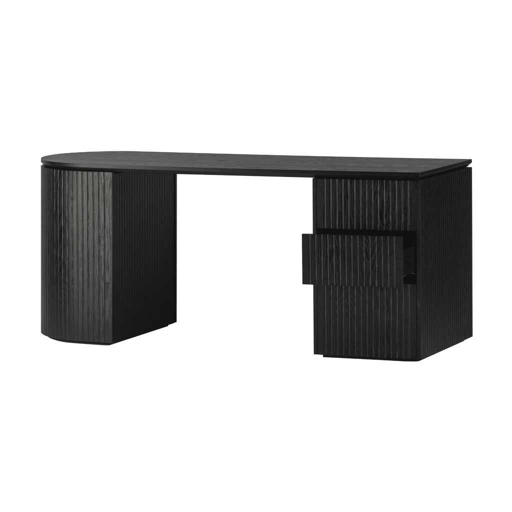 Payton Benjamin Ripple Grand 3 Drawer RHF Computer Work Desk Table Black