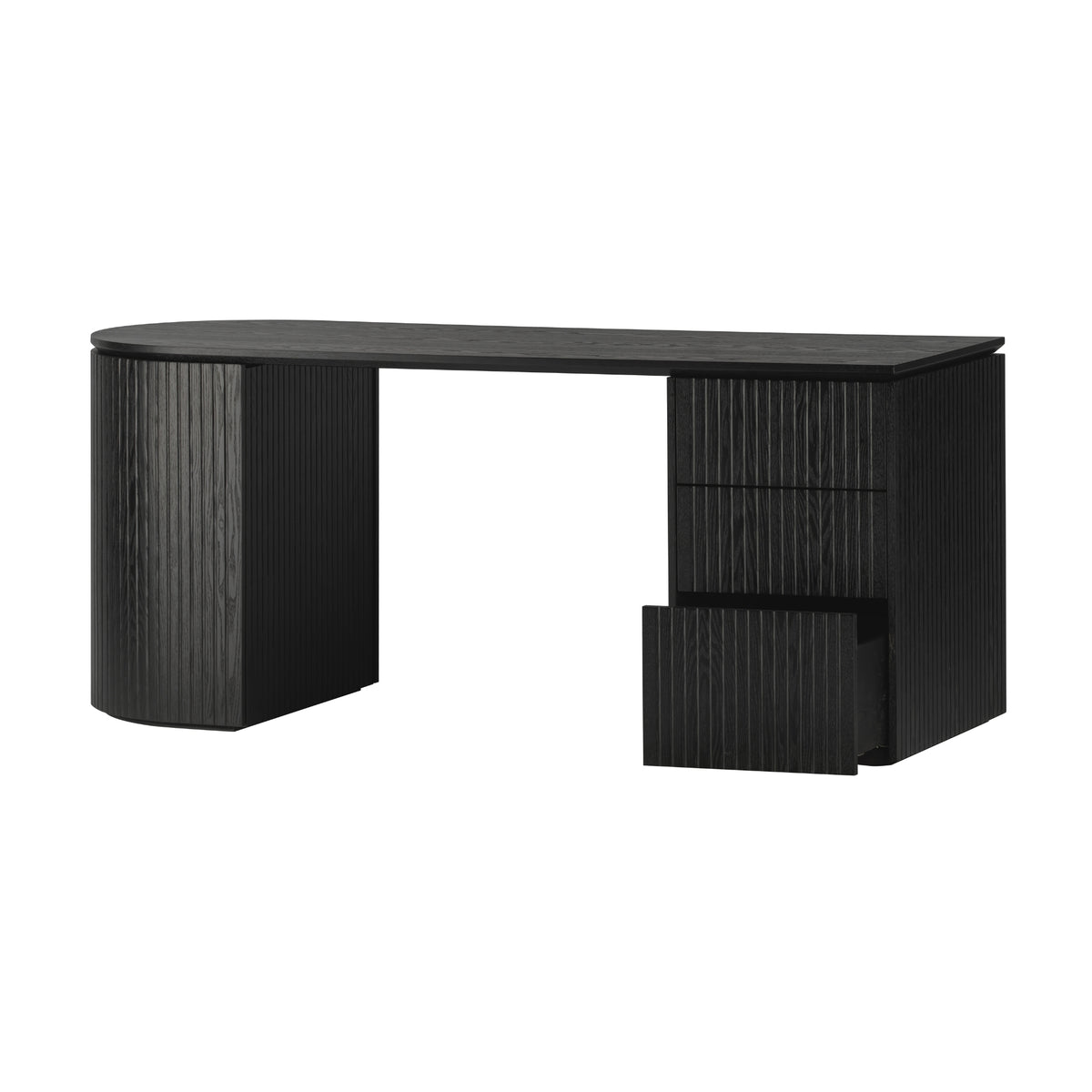 Payton Benjamin Ripple Grand 3 Drawer RHF Computer Work Desk Table Black