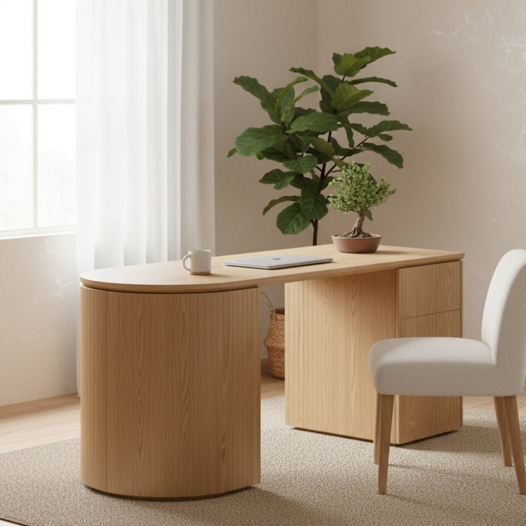 Payton Benjamin Ripple Grand Office Desk RHF Drawer Natural
