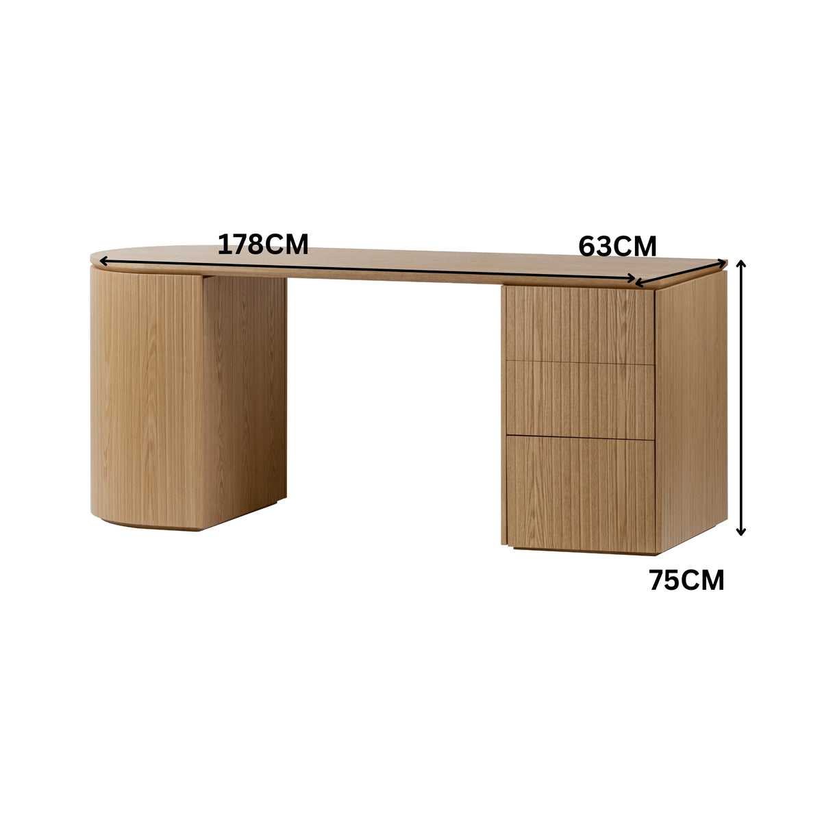 Payton Benjamin Ripple Grand 3 Drawer RHF Computer Work Desk Table Natural