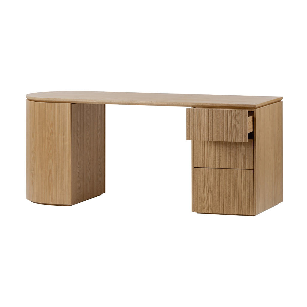 Payton Benjamin Ripple Grand 3 Drawer RHF Computer Work Desk Table Natural
