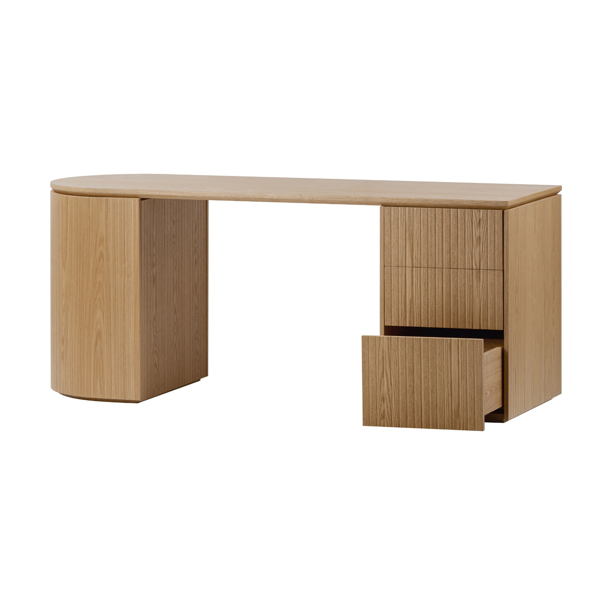 Payton Benjamin Ripple Grand 3 Drawer RHF Computer Work Desk Table Natural