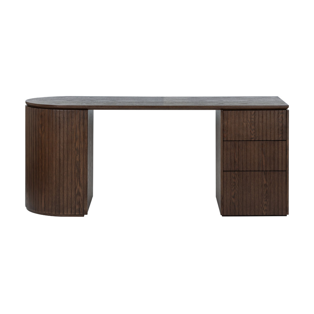 Payton Benjamin Ripple Grand 3 Drawer RHF Computer Work Desk Table Walnut