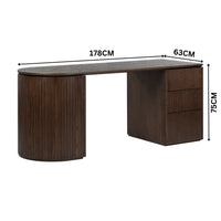 Payton Benjamin Ripple Grand 3 Drawer RHF Computer Work Desk Table Walnut