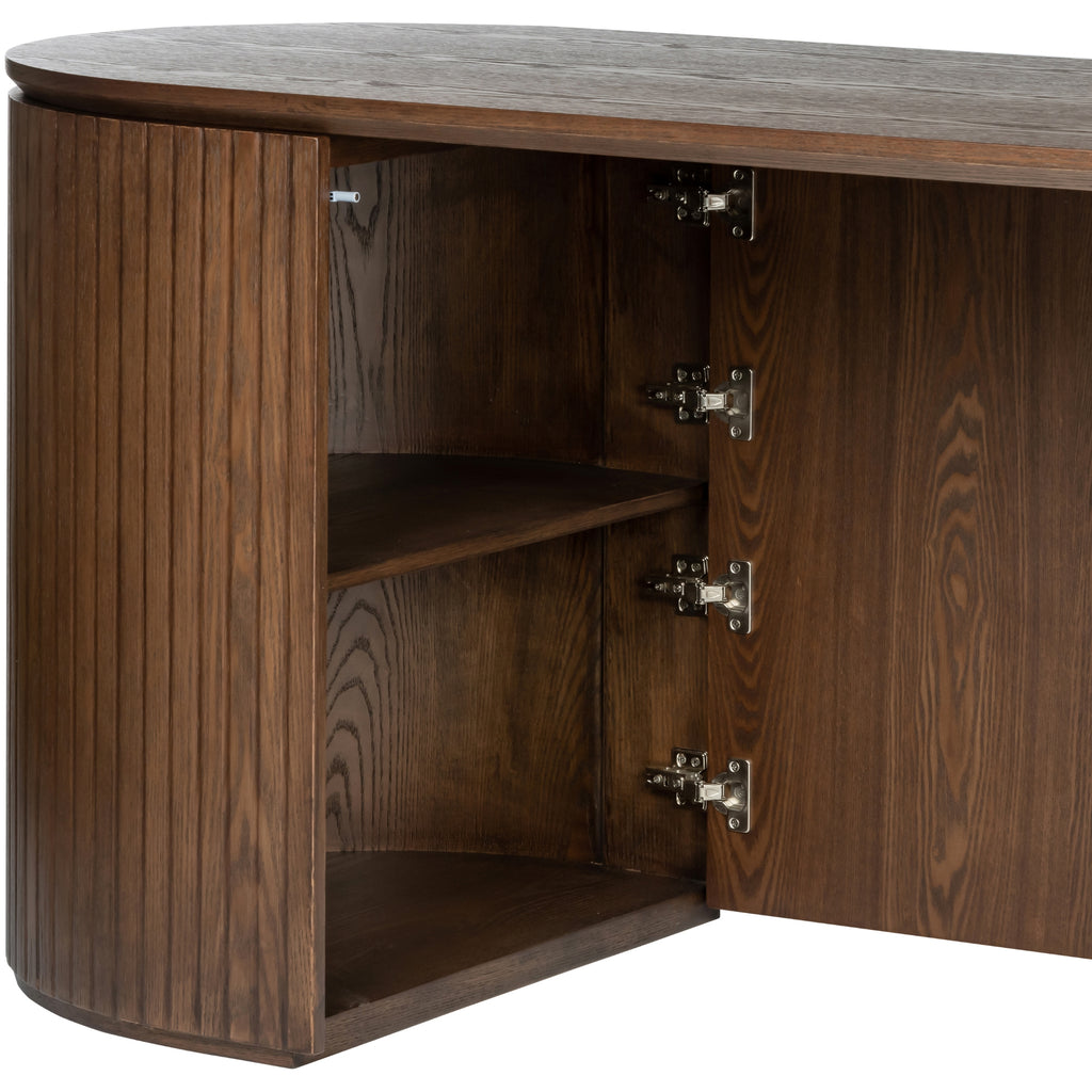 Payton Benjamin Ripple Grand 3 Drawer RHF Computer Work Desk Table Walnut